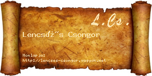 Lencsés Csongor névjegykártya